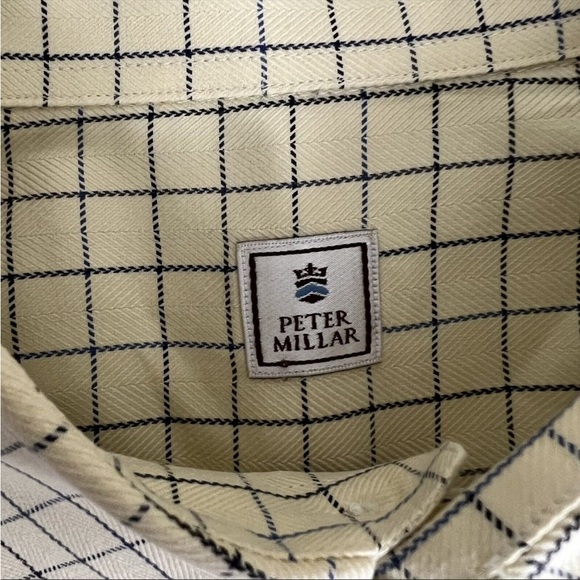 Peter Millar Mens Yellow Blue Check Button Down Long Sleeve Shirt Size XL - Picture 6 of 6